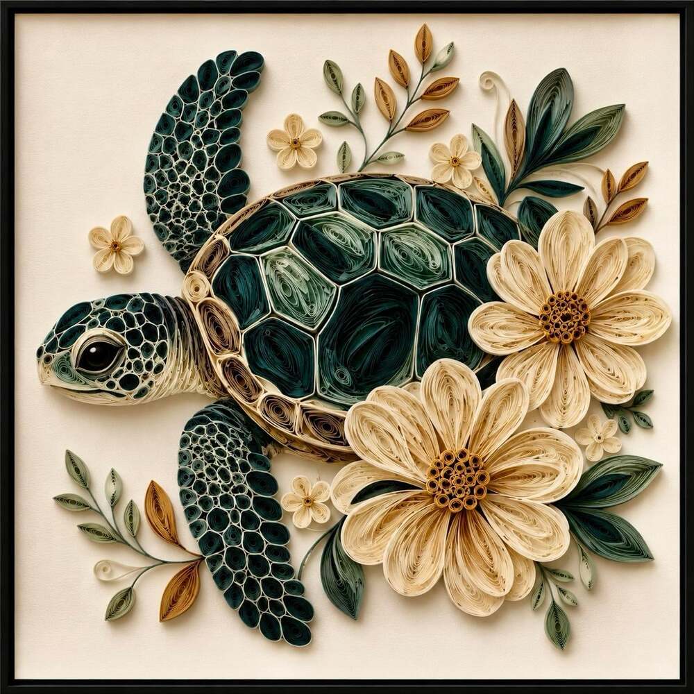 8 X 8 Black Framed Quilled Sea 7 F 63